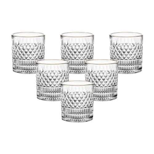 Jogo de Copos Baixos L`Hermitage Esplanada 310ml com Borda Dourada em Cristal Ecológico - 6 Peças
