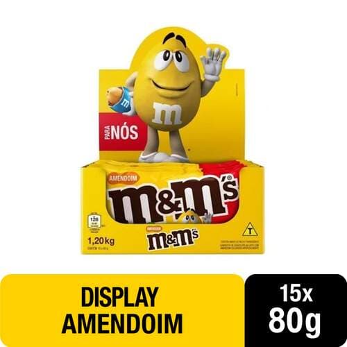 Display de Chocolate MM'S Amendoim para Nós 15x80g - MM'S